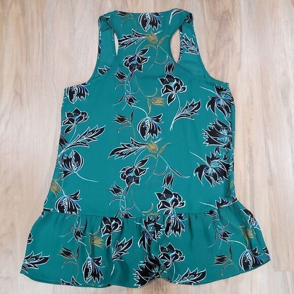 🔺️Cabi Green "Zoe" Falling Flowers Peplum Sleeveless Top Small - Picture 3 of 11